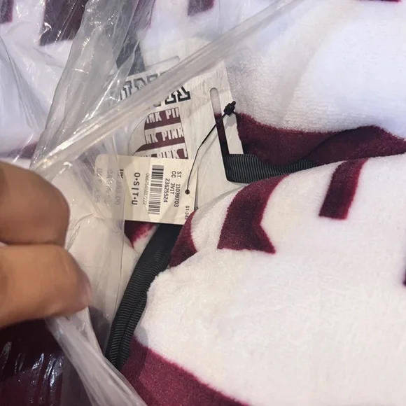 Pink logo Sherpa blanket